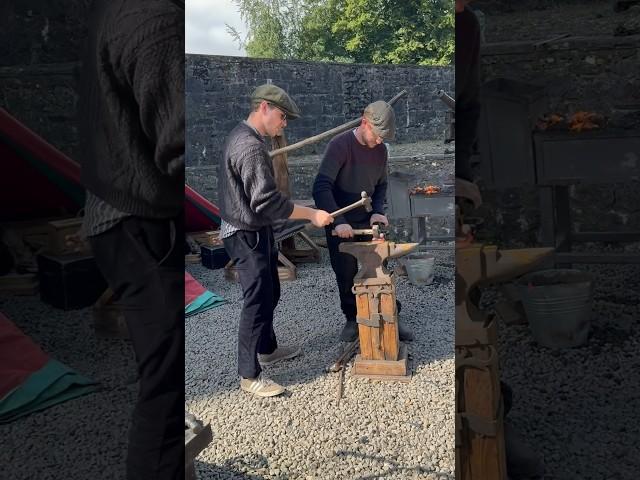 Turning a ball peen hammer into an axe #ireland #blacksmith #axe #woodwork #bunratty #craft