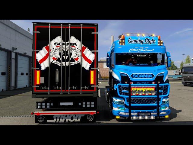 PROMODS 2.51 + SCANIA NG LOW ROOF TUNED + SKIN + EKERI TRAILER SKINNED