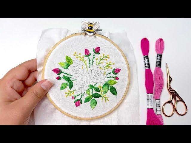 Roses Stitch-Along  Day 3 - Flower Buds ️ Bullion Stitch and Satin Stitch 🪡 Brazilian Embroidery