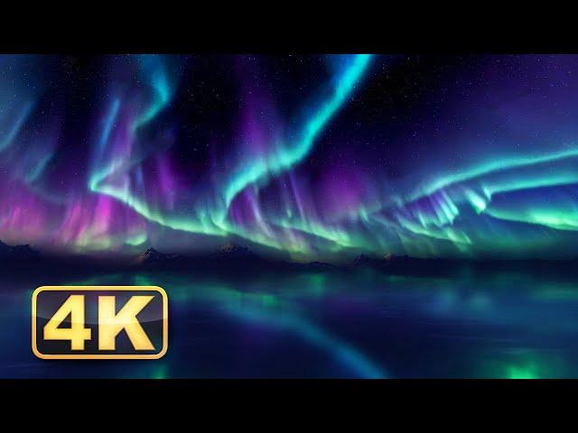 4K Northern Lights! 1 Hour Relaxing Screensaver! Aurora Relaxing Meditation Video