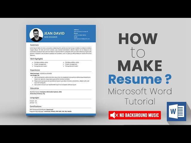 Resume Template Word DOWNLOAD FREE ⬇ (2021) How to Make CV in MS Word