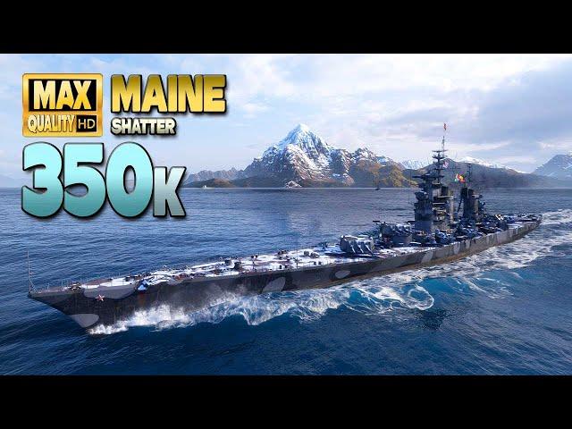 Battleship Maine: 350k damage on map Shatter - World of Warships