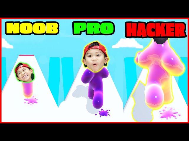 BLOB RUNNER 3D! NOOB vs PRO vs HACKER! In Real Life! Kaven App Review