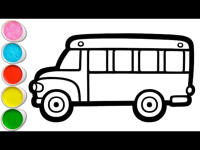 School Bus with Students Drawing, Painting, Coloring for Kids and Toddlers | Back to School #350