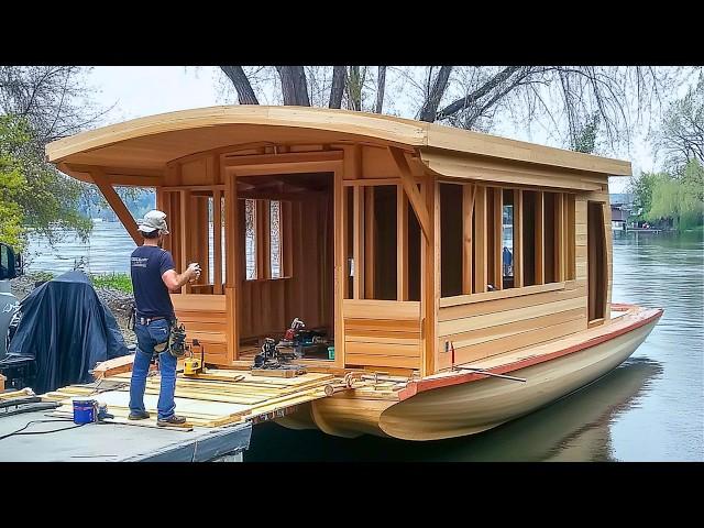 Man Builds DIY Houseboat From Scratch | Start to Finish by @adrianwoodworm