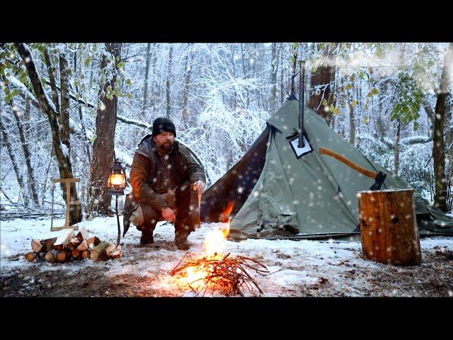 Hot Tent Camping in the Snow