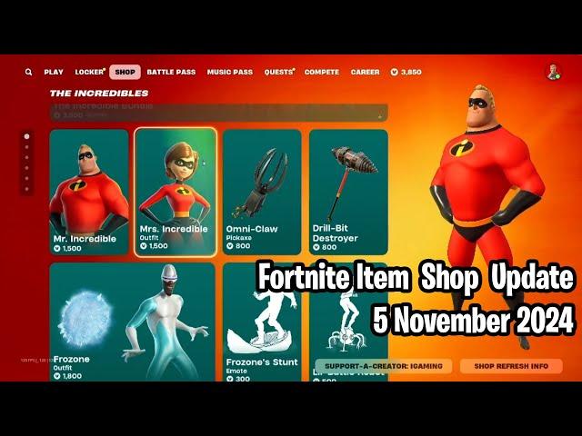  Fortnite Item Shop Update: November 5, 2024! The Incredibles, The Weeknd, and More! 