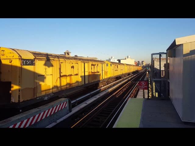 R156 diesel pulling old Continuous Rail Handler cars (R123)