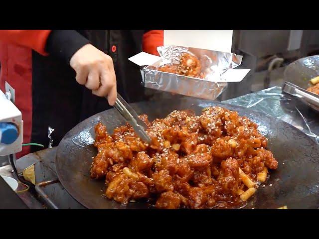 엄청나게 바삭하기로 유명한 교동 닭강정 / Sweet and sour chicken / korean street food