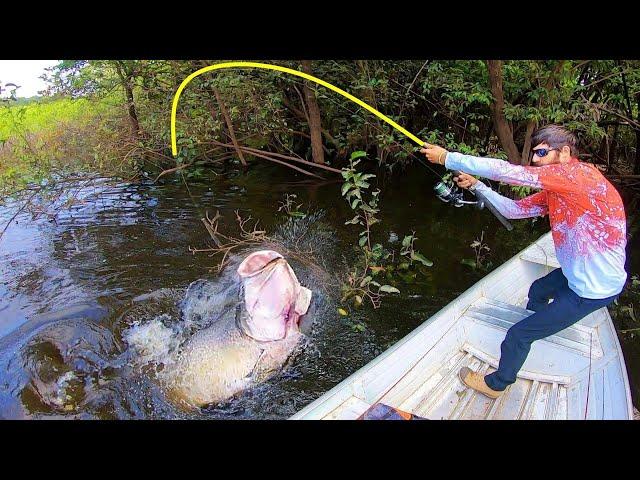 Fisherman lands 200 lb MONSTER in a HIDDEN LAGOON!