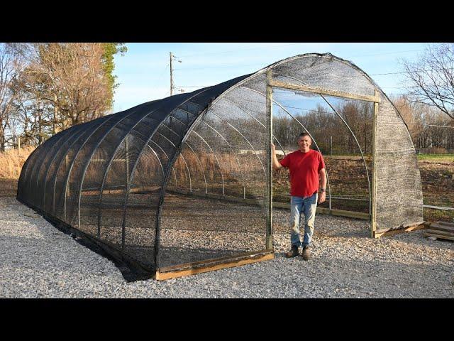 We built a SHADE HOUSE, STEP BY STEP, with COST BREAKDOWN!! Hoophouse. Greenhouse. DIY.