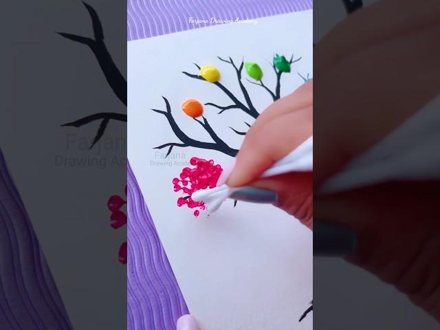 Easy technique to painting  || Colorful tree #art #shorts #painting