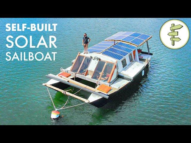 Man Living Off-Grid on a DIY Solar Powered Sailboat - 100% Fossil Fuel Free