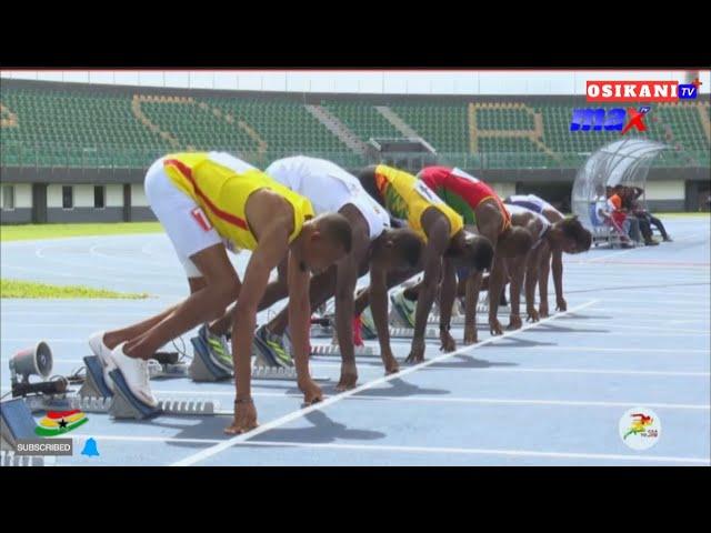 CAA REGION II: MEN’S 100M RACE HEAT 1-3  GHANA & NIGERIA WINS SUPER FINISHES 