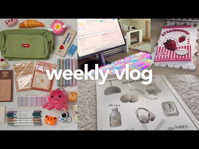 weekly vlog  | mini room makeover, organizing stationery, digital planning