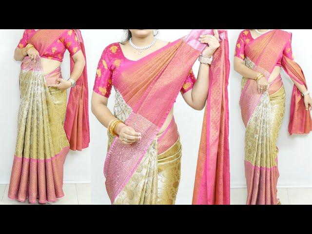 Perfect Silk saree draping tutorial | How to wear silk saree with perfect pleats | Easy Method