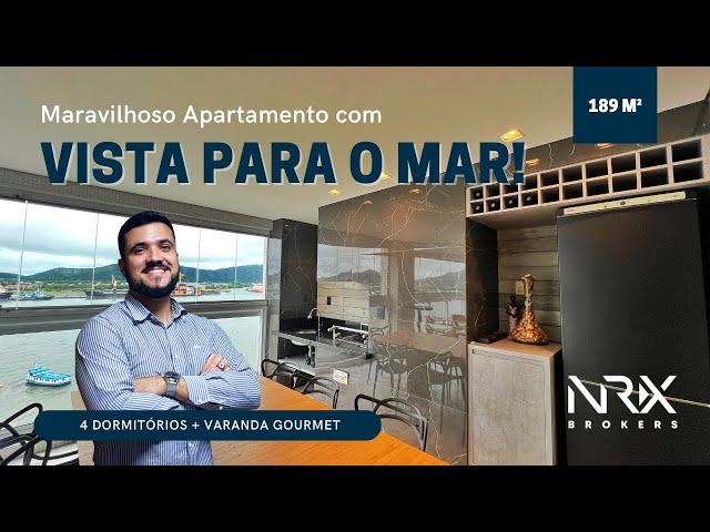 Maravilhoso Apartamento com Vista Frontal do Mar + Varanda Gourmet + 4 Dormitórios na Ponta da Praia