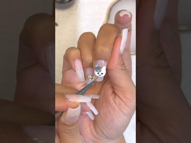 DIY Cute Rabbit Nail Charm #selfnails #nails #nailsathome #naildesigns