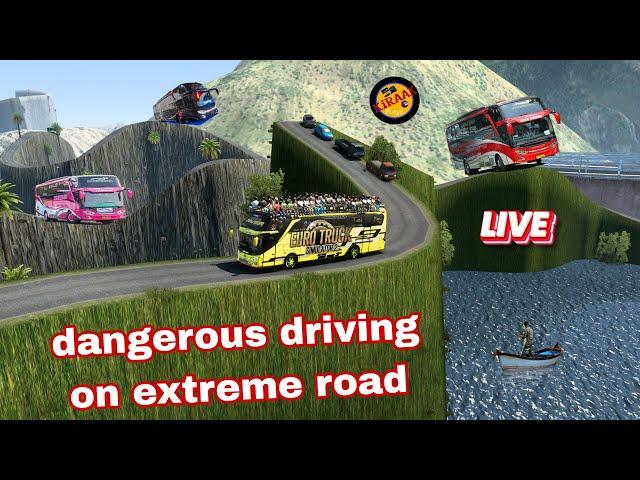 driving overload bus on extreme hills road