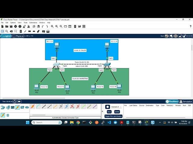 Cisco VLAN Trunking and Access Ports