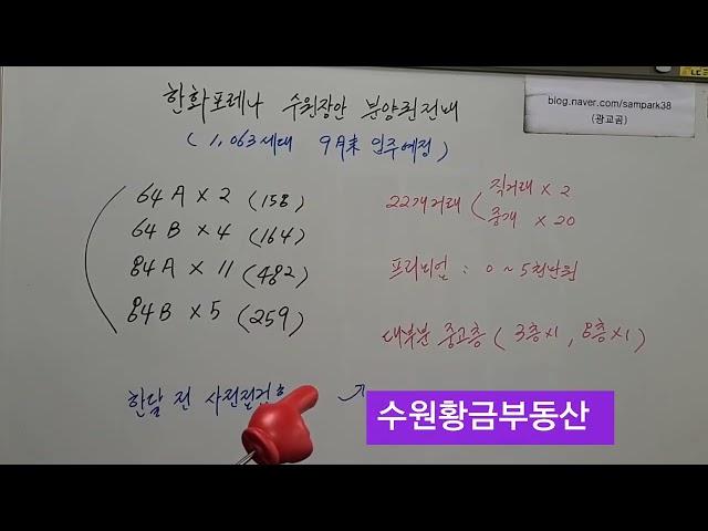 한화포레나 수원장안 분양권전매 현황