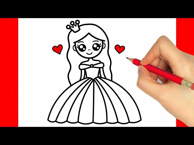 HOW TO DRAW A PRINCESS - HOW TO DRAW A GIRL EASY STEP BY STEP - كيف ترسم أميرة