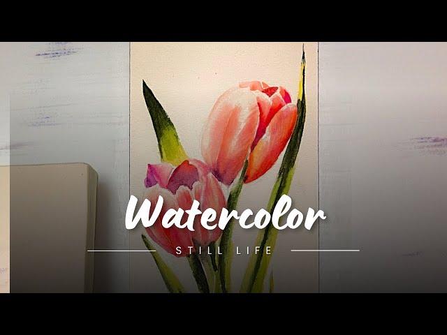 Paint Vibrant Tulips in Watercolor by Wet on Wet method