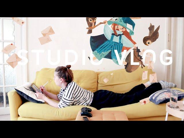 Days in the life of an illustrator  Paint a monthly challenge with me! || STUDIO VLOG