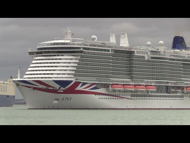 P&O 'IONA' Cruise Ship arriving Southampton Ocean Cruise Terminal from Lisbon 5th March 2022