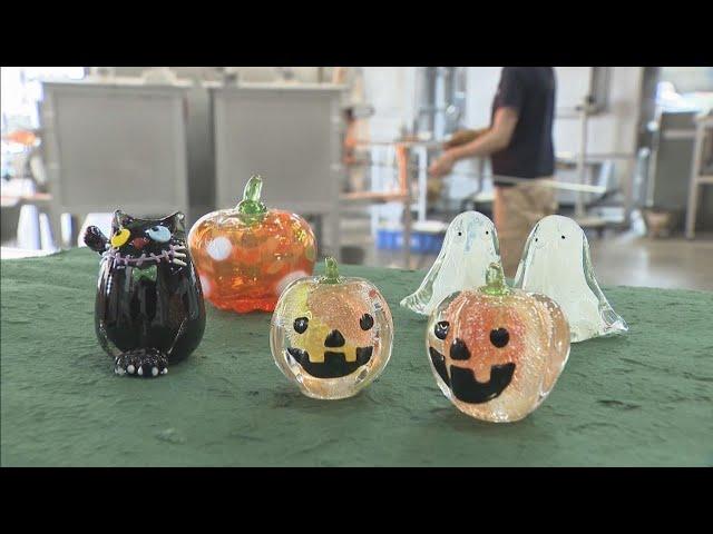 ハロウィーンを前に…“吹きガラス”パンプキンやオバケの制作　 空き瓶を再利用　　愛知・岡崎市