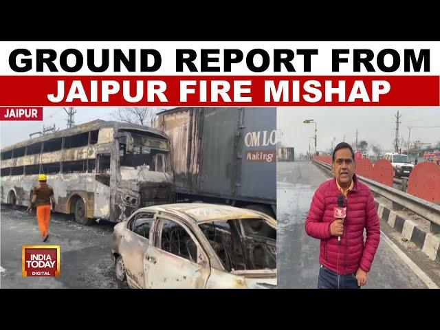 Jaipur Fire Accident: Horrific LPG-CNG Truck Collision Near Jaipur Petrol Pump Causes Massive Fire