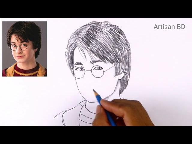 How to draw Realistic face Harry Potter step by step easy pencil sketch #harrypotter