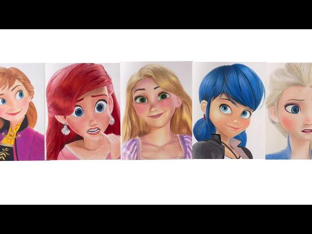 ASMR Drawing Disney Princesses #sketchbook #asmr