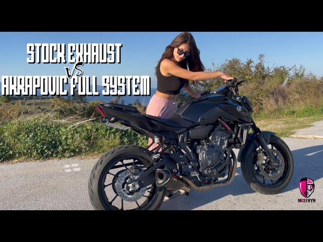 YAMAHA MT 07 2022 STOCK EXHAUST VS AKRAPOVIC