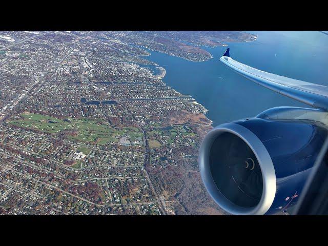 4K - Beautiful landing in New York JFK !  Delta Airbus A330neo from Paris CDG  BUSINESS CLASS