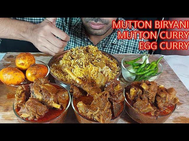 mutton masala dum biryani spicy mutton handi bhuna masala egg kosha eating show