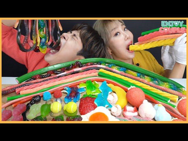 Maltesers level!! 40 different flavors of jelly mukbang, crazy chewy sound!! [enjoycouple]