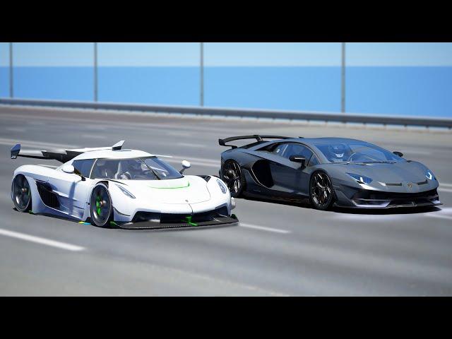 10,000HP Koenigsegg Jesko vs 10,000HP Lamborghini Aventador SVJ | DRAG & TRACK RACE