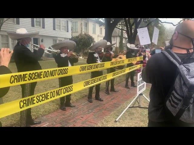 Mariachi Band Joins Protesters Outside Ted Cruz's Houston Home