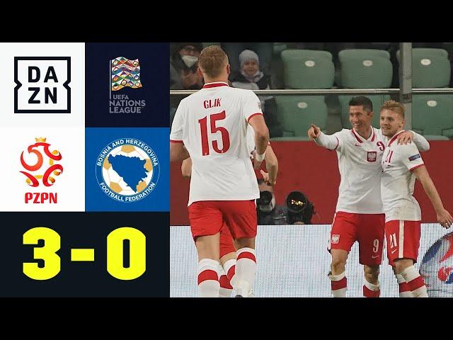 Dank Lewandowski an der Tabellenspitze: Polen - Bosnien-Herzegowina 3:0 | UEFA Nations League | DAZN