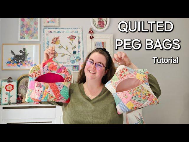 Peg Bags from SCRAP FABRIC! Quilt As You Go, Crazy Patchwork