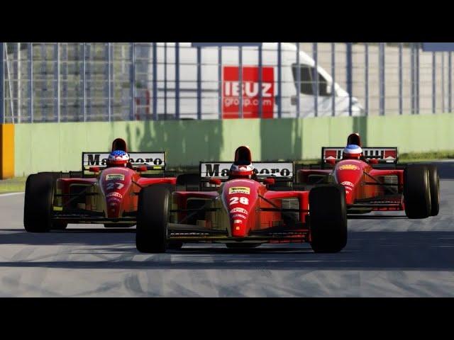 F1 Legends - Michael Schumacher vs Jean Alesi vs Gerhard Berger. Imola   Ferrari 412 T2 1995 F1 Car