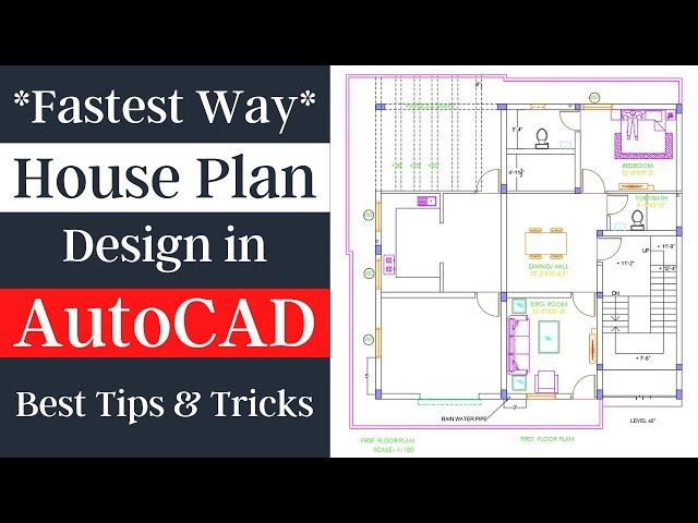 *Fastest Way* Simple House Plan Design in AutoCAD