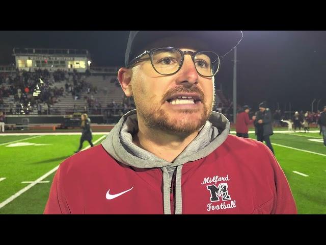 Milford Head Coach Andrew Micovich talks about the 35-29 win over Lakeland