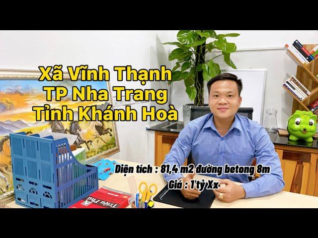 BÁN LÔ ĐẤT TẠI XÃ VĨNH THẠNH, THÀNH PHỐ NHA TRANG, TỈNH KHÁNH HOÀ GIÁ RẺ