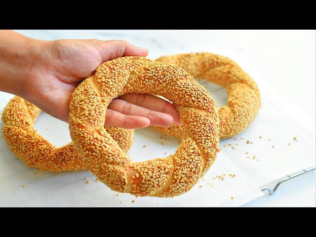 How To Make Turkish Street Style Simit Bread:Homemade Turkish Simit Recipe|Easy homemade bread