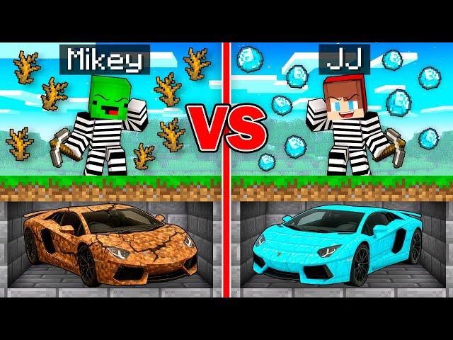 Mikey POOR vs JJ RICH CRIMINAL Super Car Mine Battle in Minecraft - Maizen