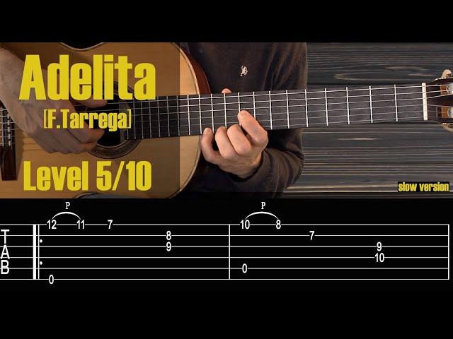 Adelita (Tarrega). Guitar Tutorial. Free Tab/Sheet