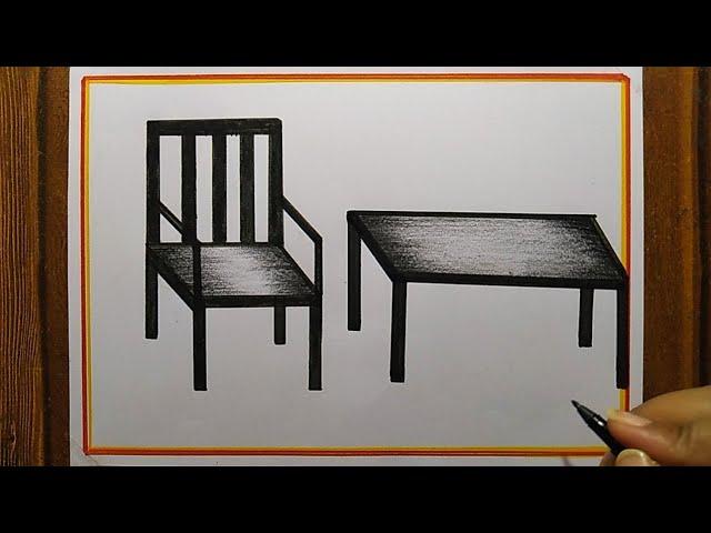 How to draw  table and chair Easy drawing| Table drawing| Chair drawing