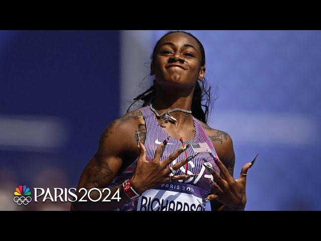 Sha'Carri Richardson arrives, STORMS through 100m heat in Paris Olympics debut | NBC Sports